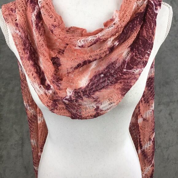 Collection 18 Women’s Rose Quartz Tie Dye Scarf Fringe Wrap 12x80 NWT - Picture 3 of 16